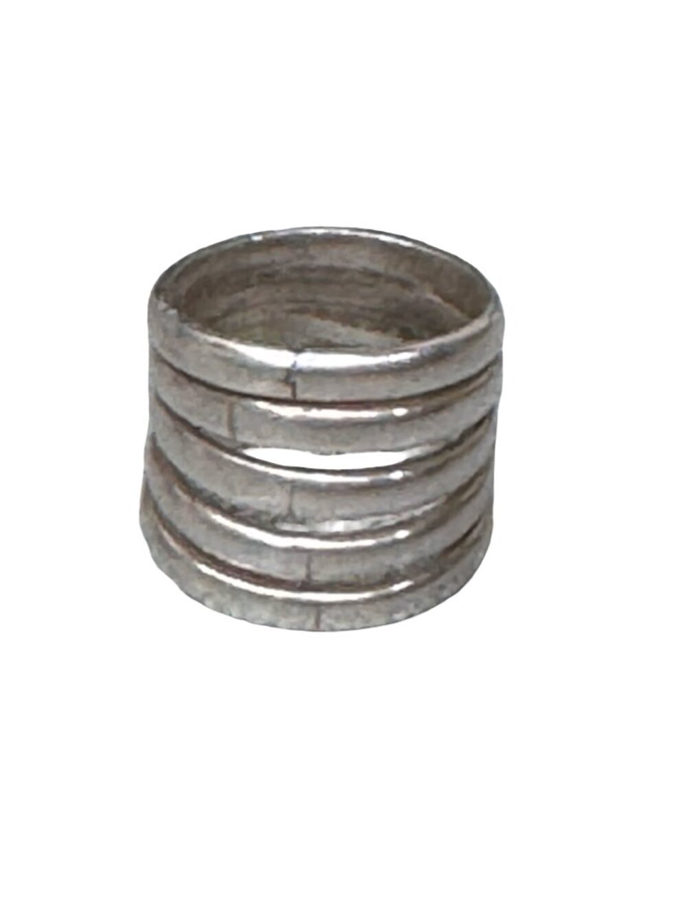 Vintage Sterling Silver 925 Wide Band Ring Stacked Ribbed Multi Layer Sz 6 8.47g